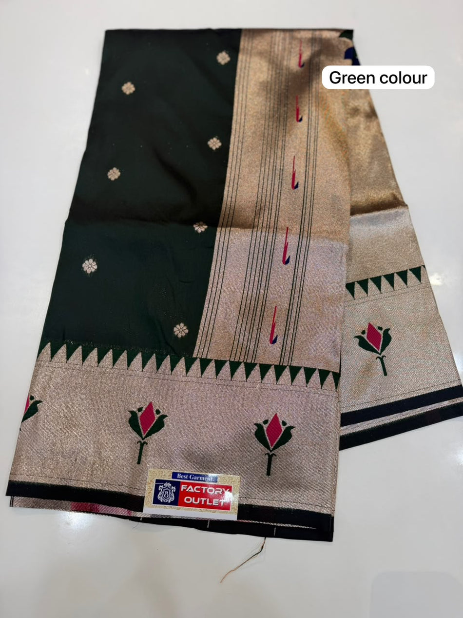 LOTUS BROCADE SAREE ( COLOUR : GREEN)