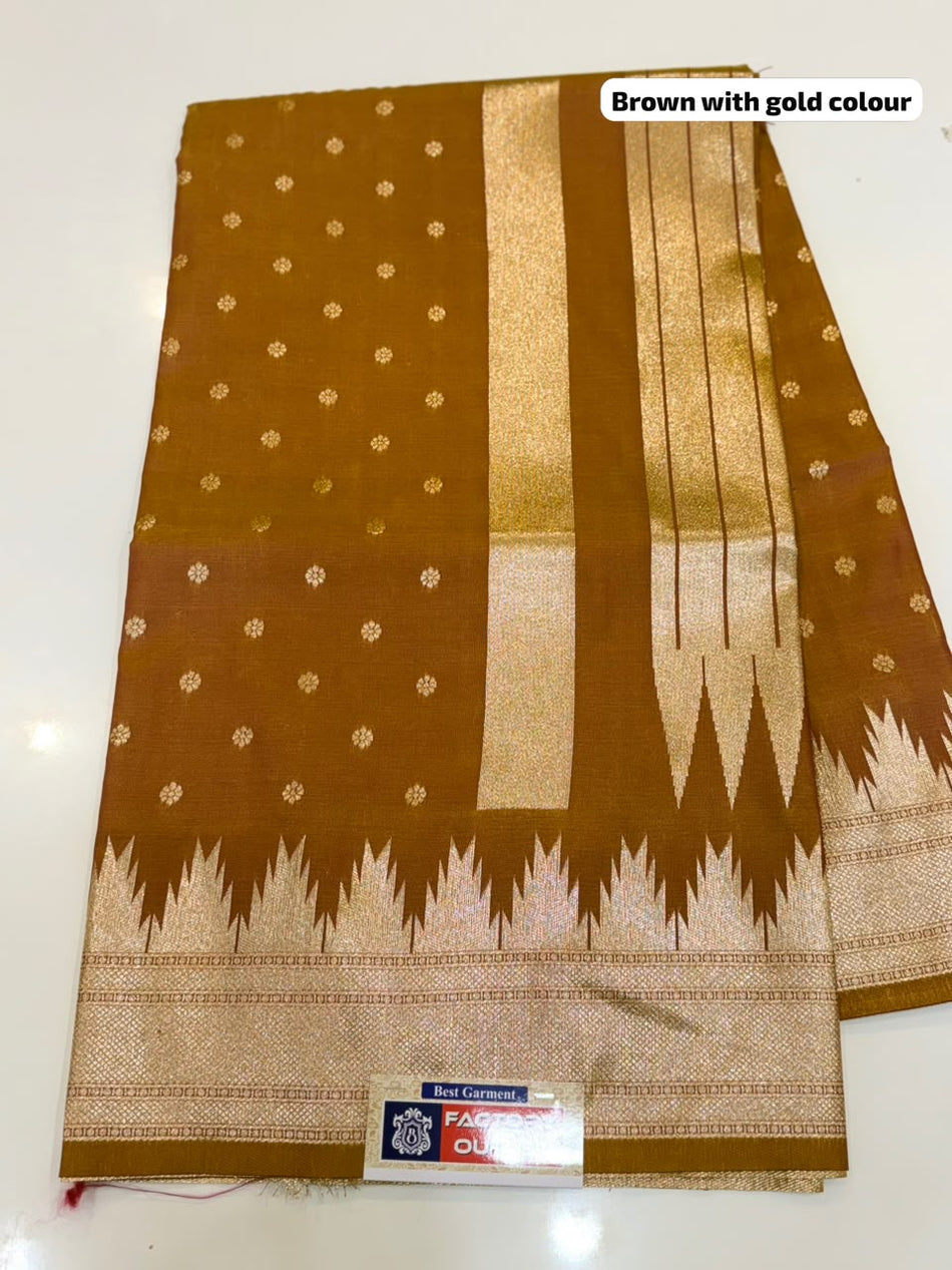 IRKAL SILK SAREE (COLOUR : BROWN WITH GOLD)