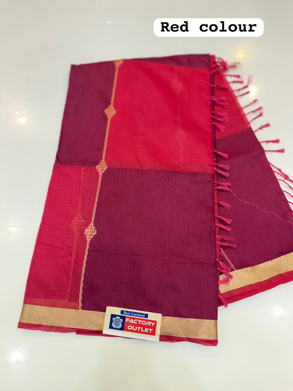 TWO TONE MAHESHWARI SAREE (COLOUR : RED)
