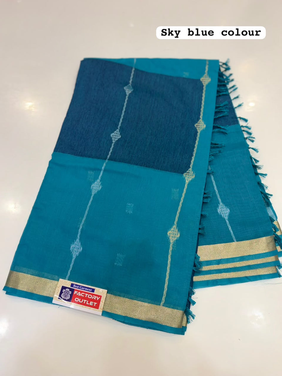 TWO TONE MAHESHWARI SAREE (COLOUR : SKY BLUE)