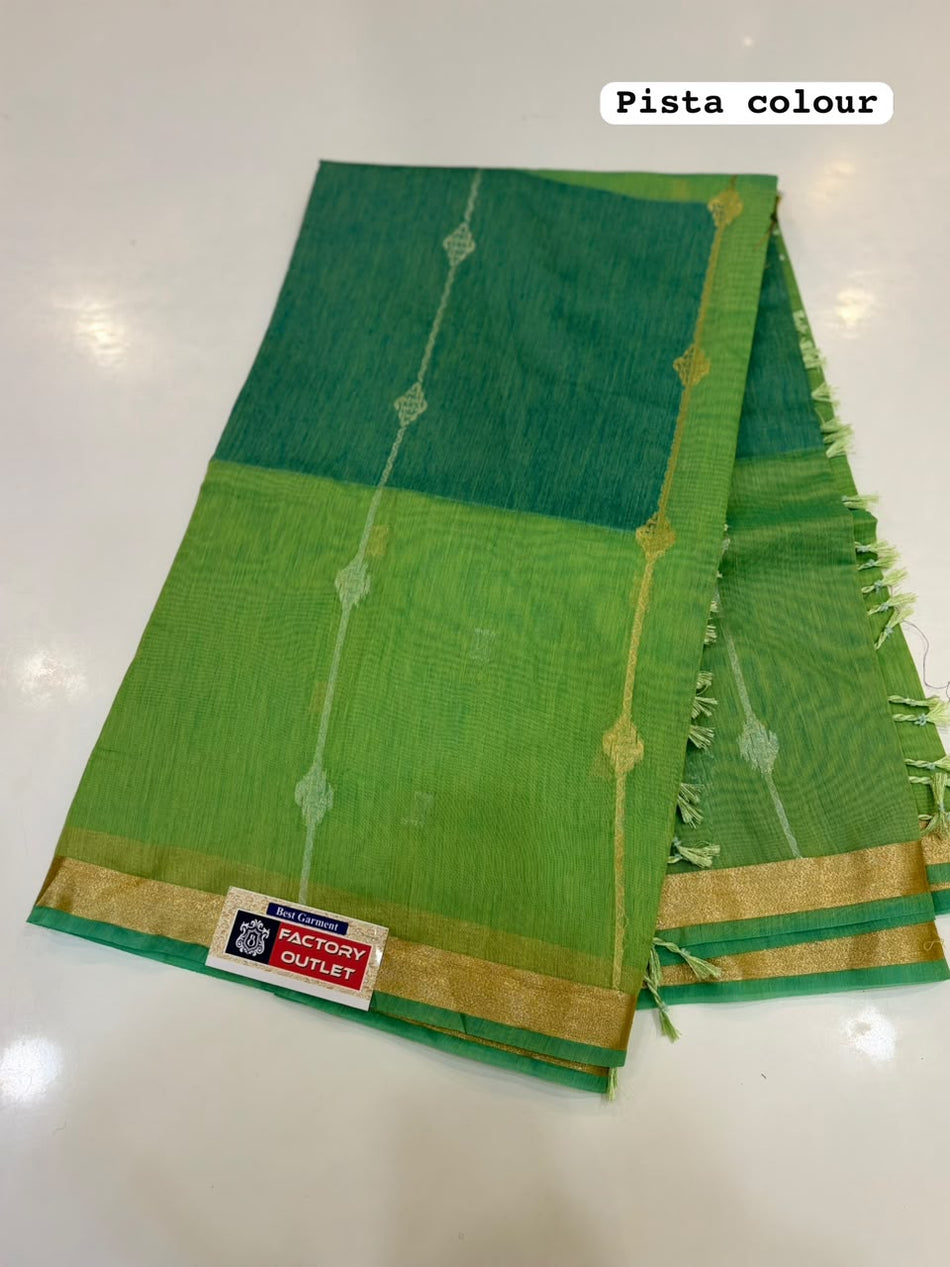 TWO TONE MAHESHWARI SAREE (COLOUR : PISTA)