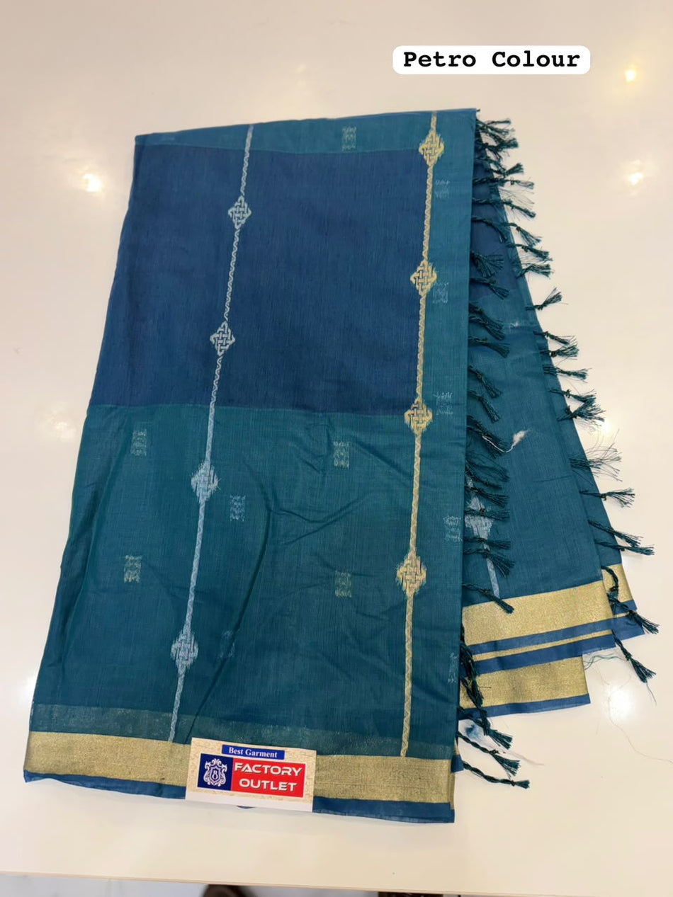 TWO TONE MAHESHWARI SAREE (COLOUR : PETRO)