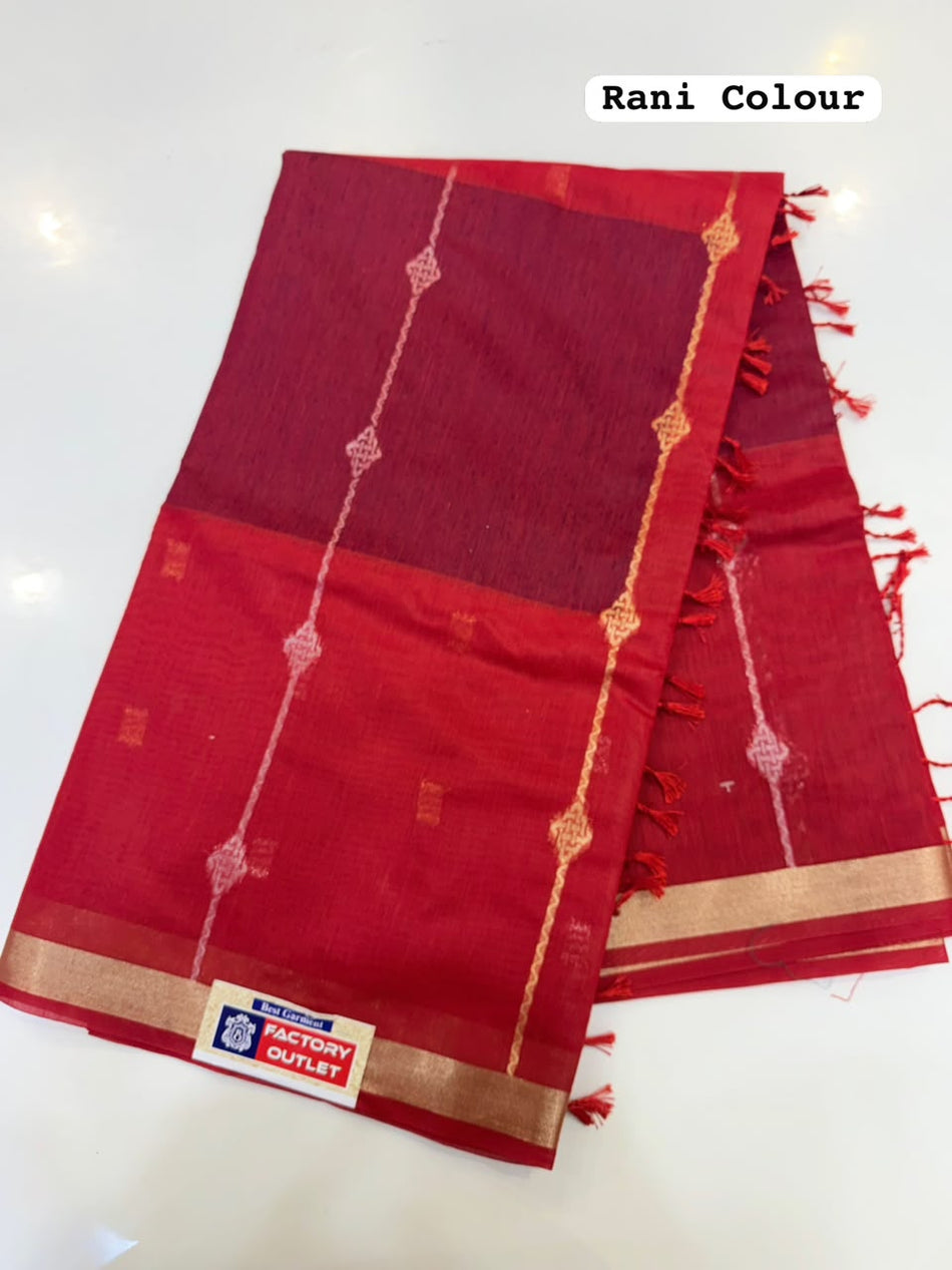 TWO TONE MAHESHWARI SAREE (COLOUR : RANI)