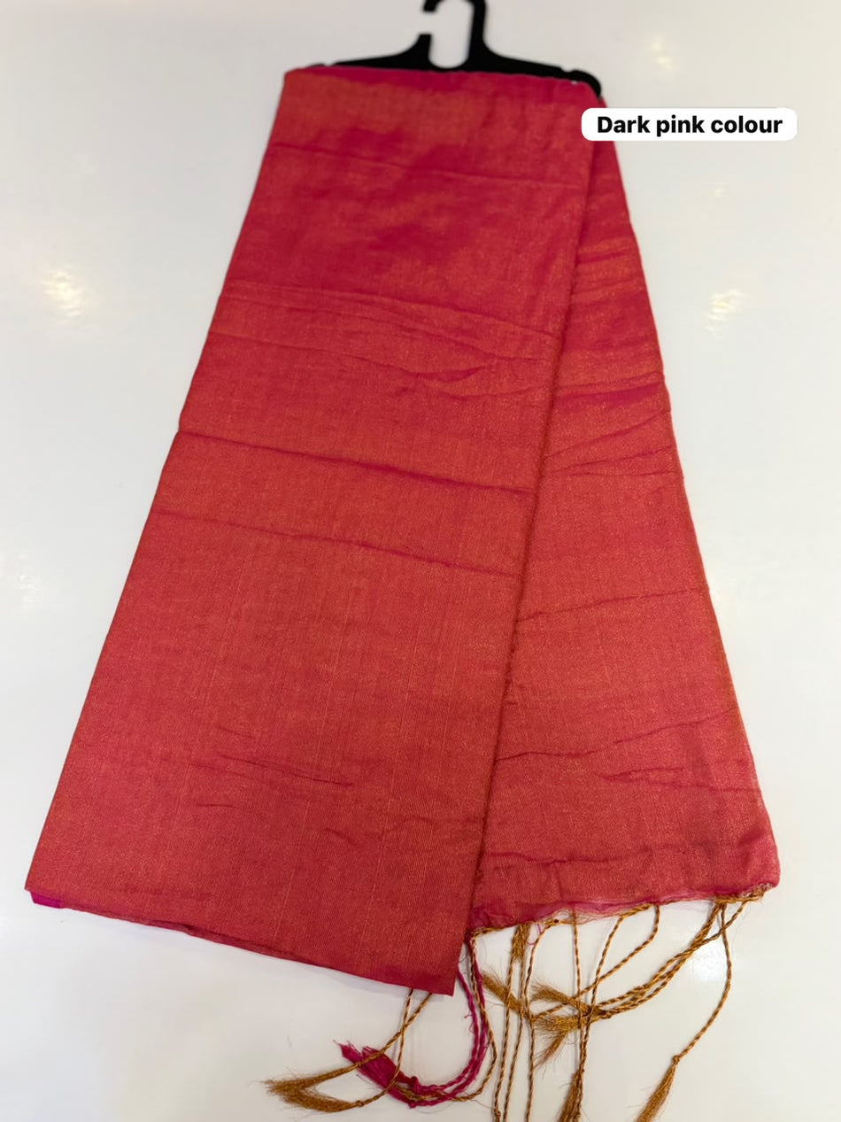 PLAIN TISSUE SAREE (COLOUR : DARK PINK)
