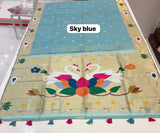 BAMBOO COTTON SAREE (COLOUR : SKY BLUE)