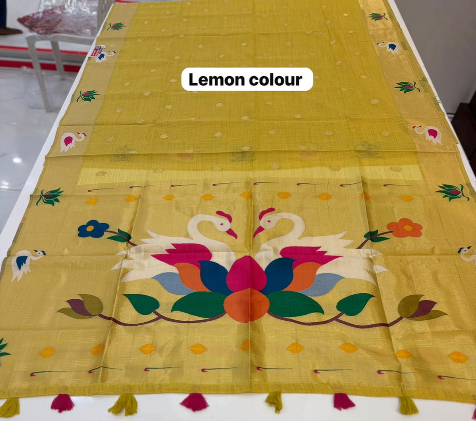 BAMBOO COTTON SAREE (COLOUR : LEMON)