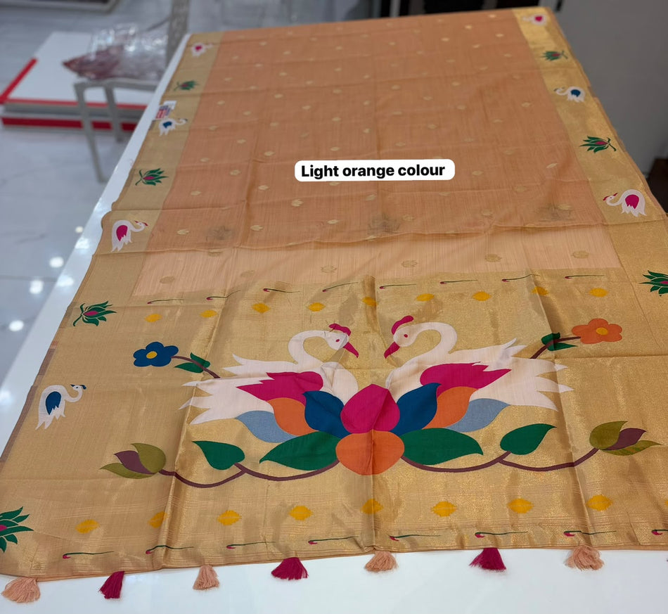 BAMBOO COTTON SAREE (COLOUR : LIGHT ORANGE)