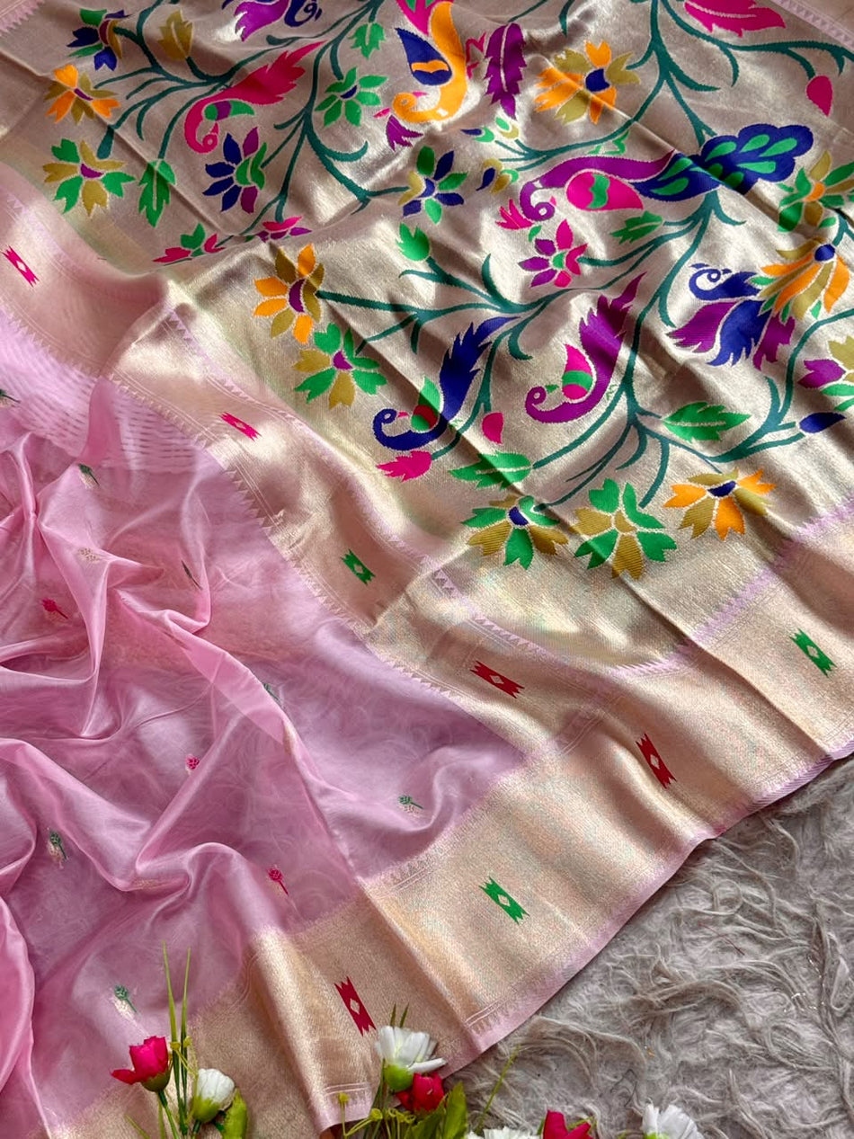 BAMBOO TISSUE SAREE (COLOUR : BABY PINK)