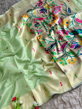 BAMBOO TISSUE SAREE (COLOUR : PISTA)