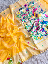 BAMBOO TISSUE SAREE (COLOUR : YELLOW)