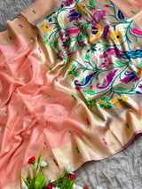 BAMBOO TISSUE SAREE (COLOUR : LIGHT ORANGE)